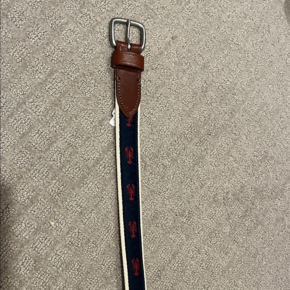 J. Crew Lobster Tan and Brown Belt with Silver Buckle
